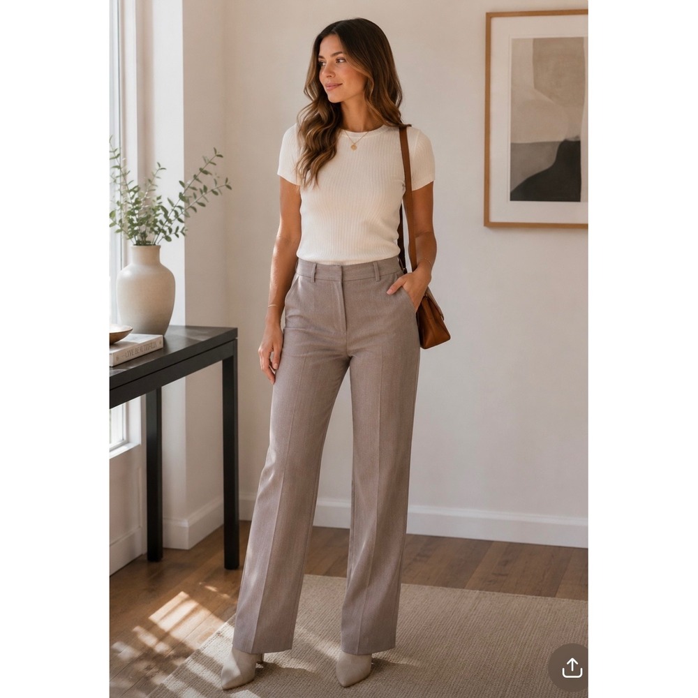 Joe B by Joe Benbasset Women Taupe Brown Straight Leg Dress Pants